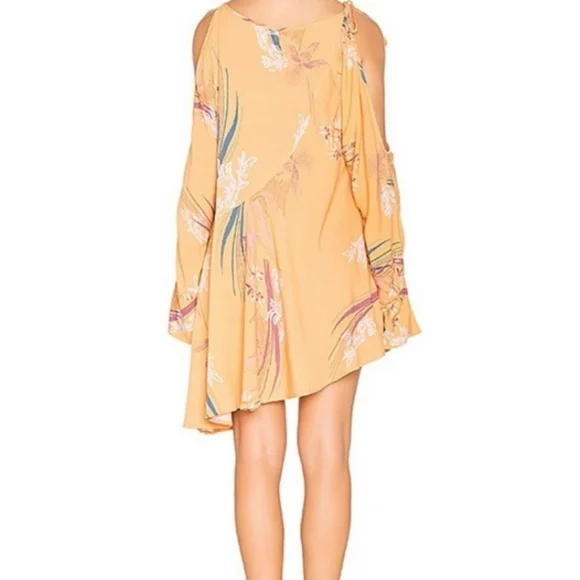 FREE PEOPLE Floral Clear Skies Cold Shoulder Tunic Dress Size S - Picture 2 of 10